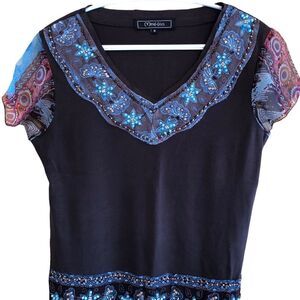 Minkas Capped Beaded Top EUC